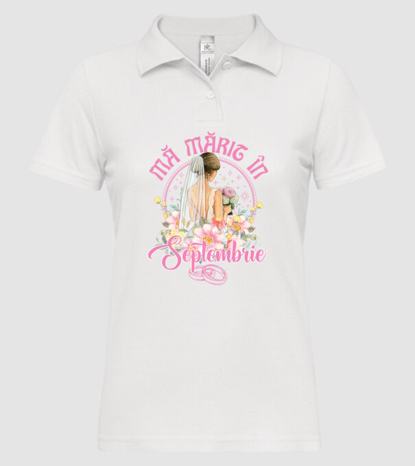 mă mărit - în septembrie model alb pe tricou