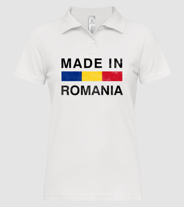made in romania model alb pe tricou