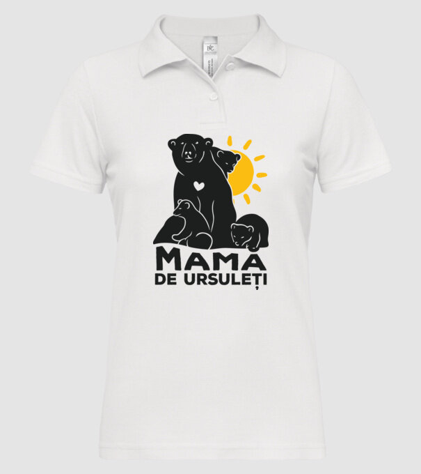 Mamă de ursuleți model alb pe tricou