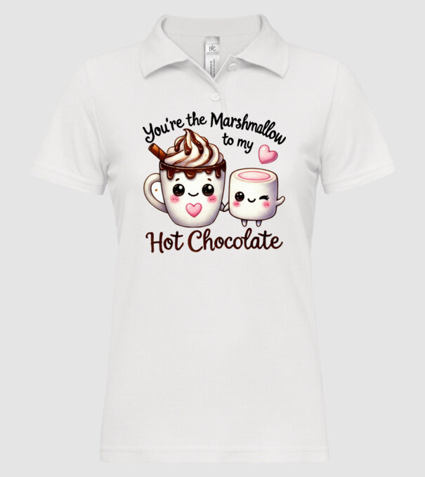 Marshmallow to my Hot Chocolate model alb pe tricou