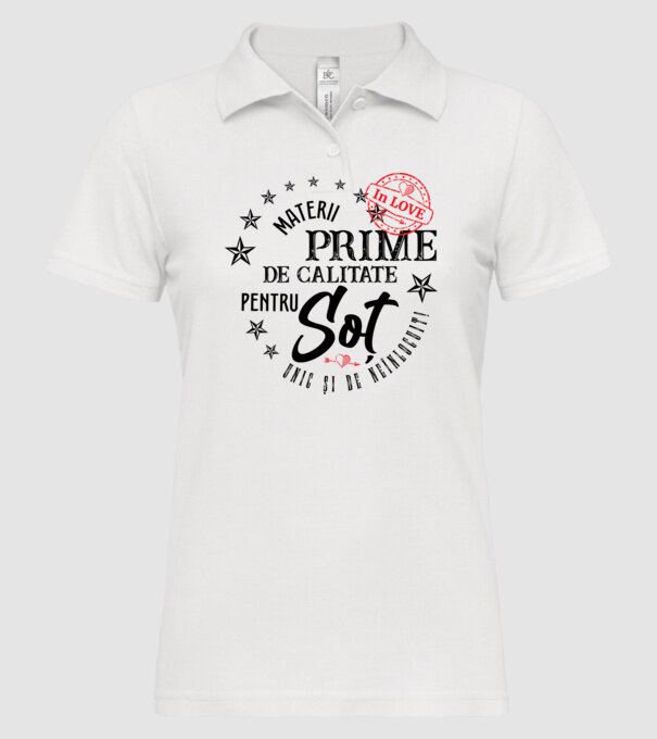 Materii prime de calitate pentru soț model alb pe tricou