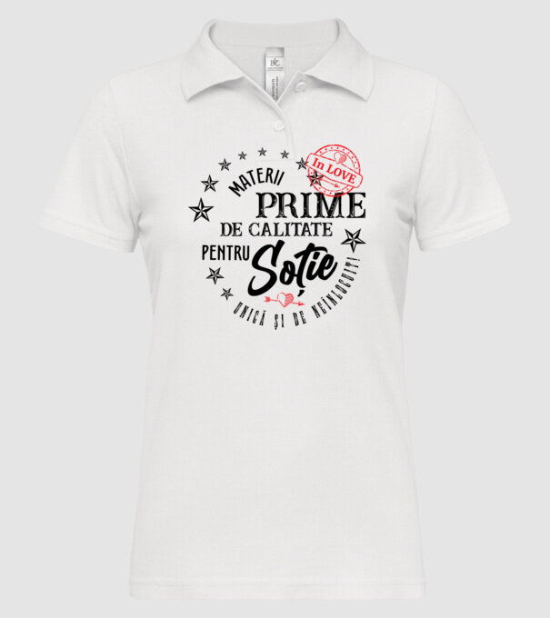 Materii prime de calitate pentru soție model alb pe tricou
