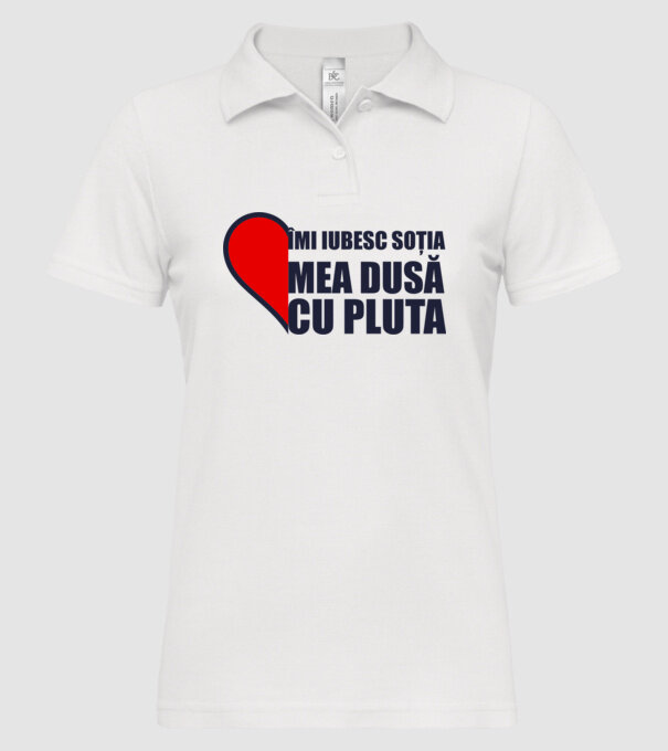 îmi iubesc soția mea dusă cu pluta model alb pe tricou