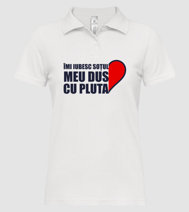 Îmi iubesc soțul meu dus cu pluta model alb pe tricou