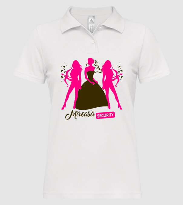 Mireasă security model alb pe tricou