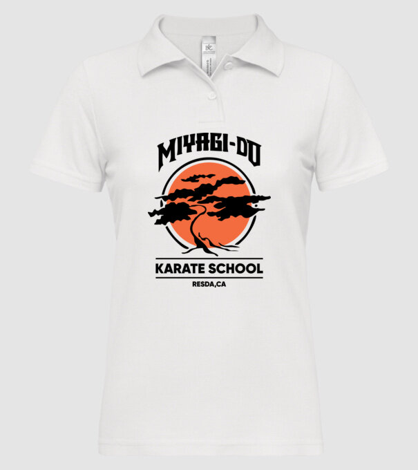 Miyagi-do karate school model alb pe tricou