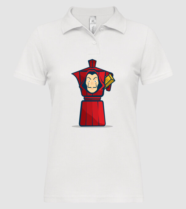 money heist coffee model alb pe tricou