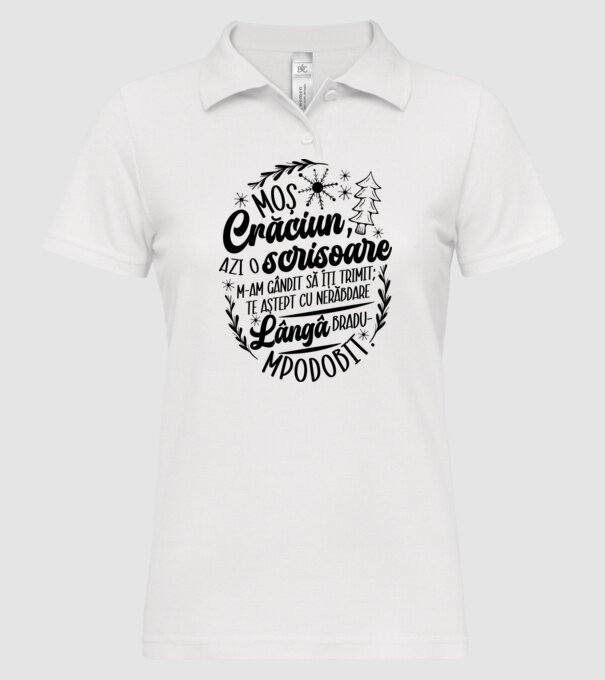Moş Crăciun model alb pe tricou