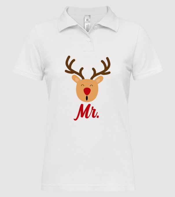 Mr. Reindeer Christmas couple model alb pe tricou