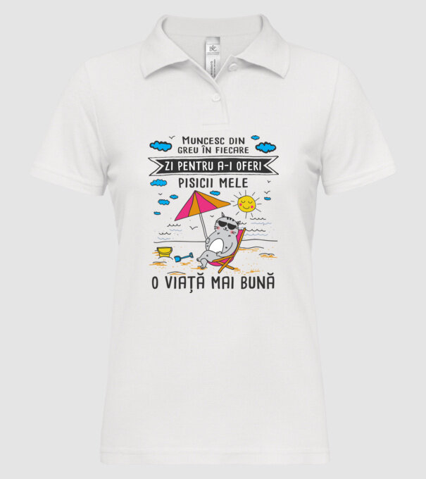Muncesc din greu în fiecare zi pentru a-i oferi pisicii mele o viață mai bună model alb pe tricou