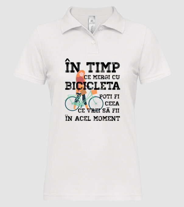 în timp ce mergi cu bicicleta poți fi ceea ce vrei să fii - în acel moment model alb pe tricou