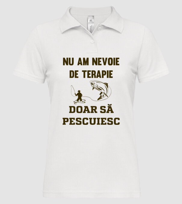 Nu am nevoie de terapie, doar să pescuiesc model alb pe tricou