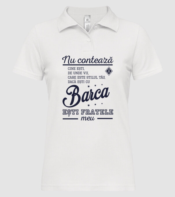 nu contează cine ești, de unde vii, care este stilul tău, dacă ești cu Barca, ești fratele meu model alb pe tricou