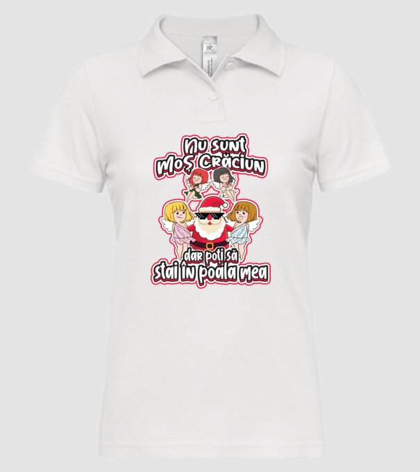 Nu sunt Moș Crăciun, dar poți să stai în poala mea model alb pe tricou
