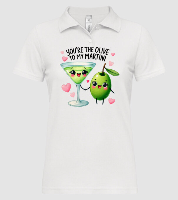 Olive to my Martini model alb pe tricou