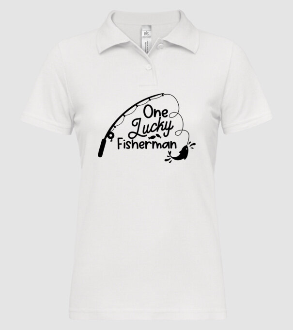 One lucky Fisherman model alb pe tricou