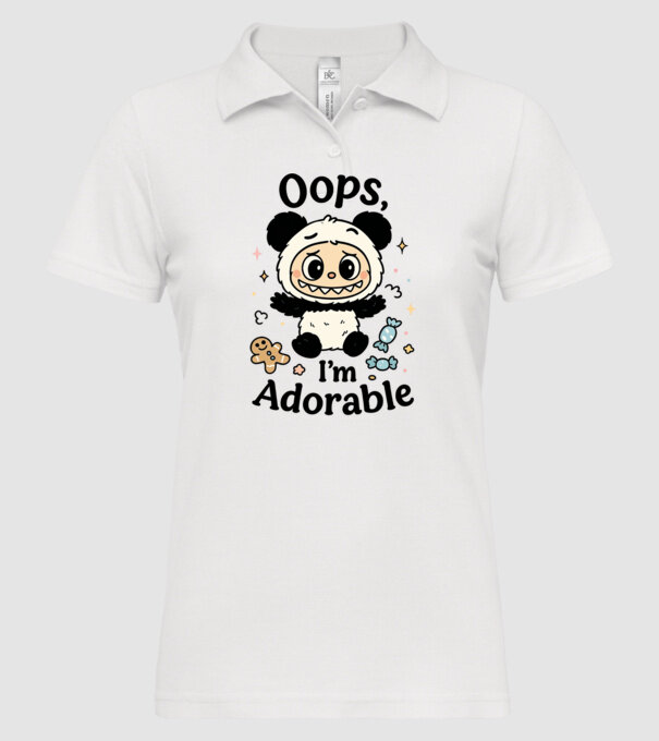 Oops, I'm adorable model alb pe tricou