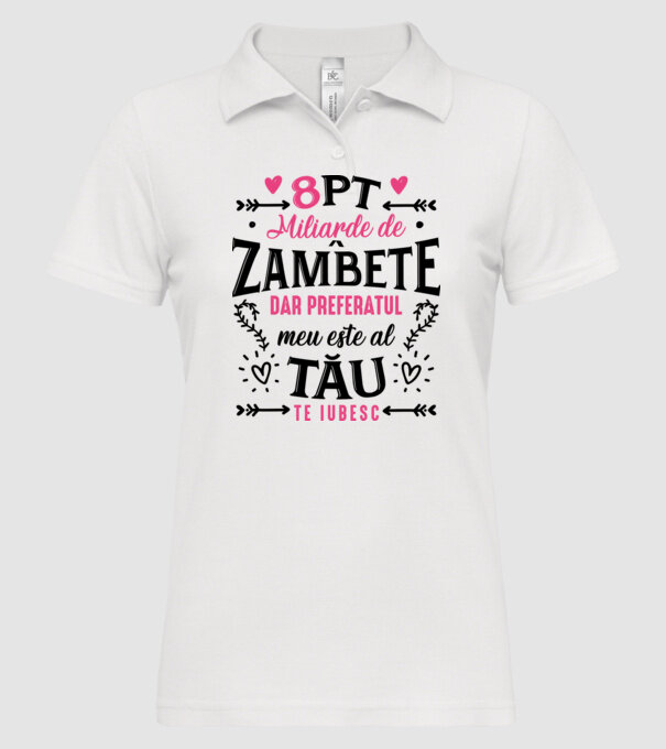 Opt miliarde de zâmbete model alb pe tricou