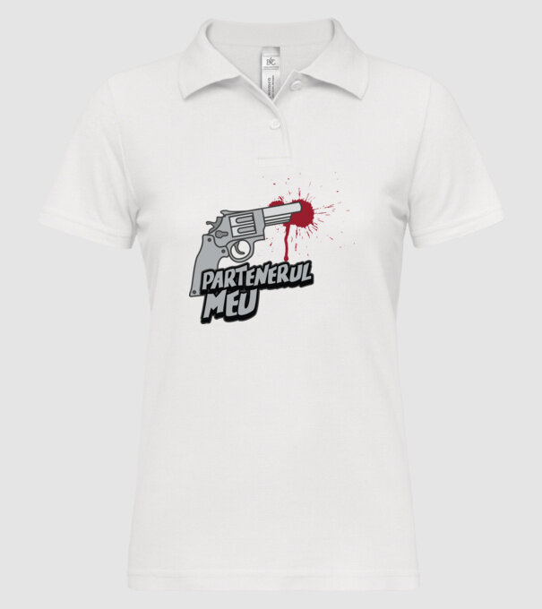 partenerul meu model alb pe tricou