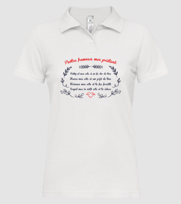 Pentru frumoasa mea prietenă: hobby-ul meu este să-mi fie dor de tine - munca mea este să am grijă de tine - misiunea mea este s model alb pe tricou