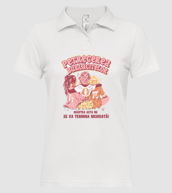 petrecerea burlăcitelor - noaptea asta nu se va termina niciodată! model alb pe tricou