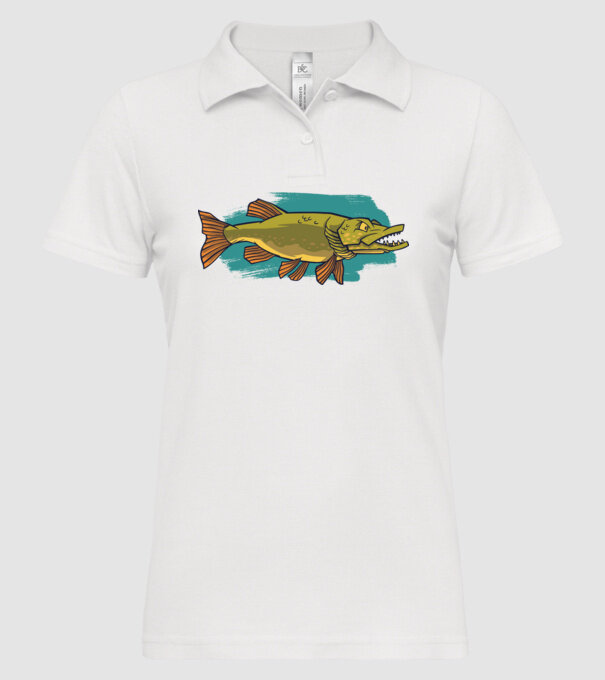 Pike model alb pe tricou