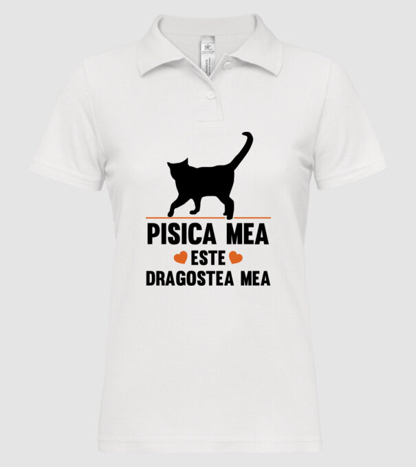 Pisica mea este dragostea mea model alb pe tricou