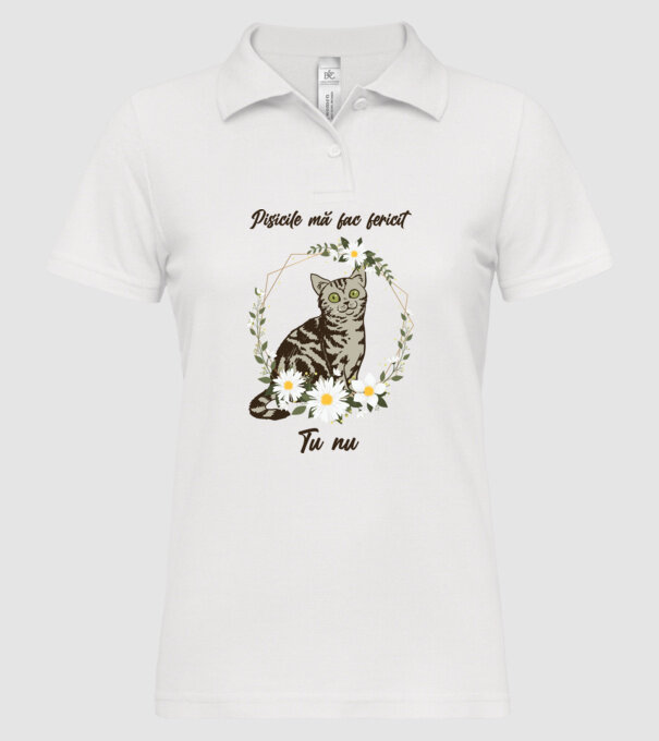 Pisicile mă fac fericit(ă), tu nu model alb pe tricou