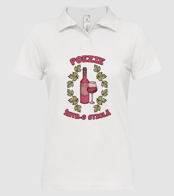 Poezie într-o sticlă model alb pe tricou