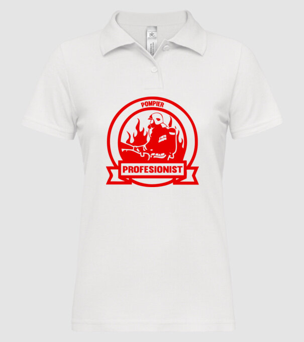 Pompier profesionist model alb pe tricou