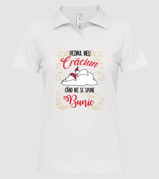 Primul meu Crăciun când mi se spune bunic! model alb pe tricou