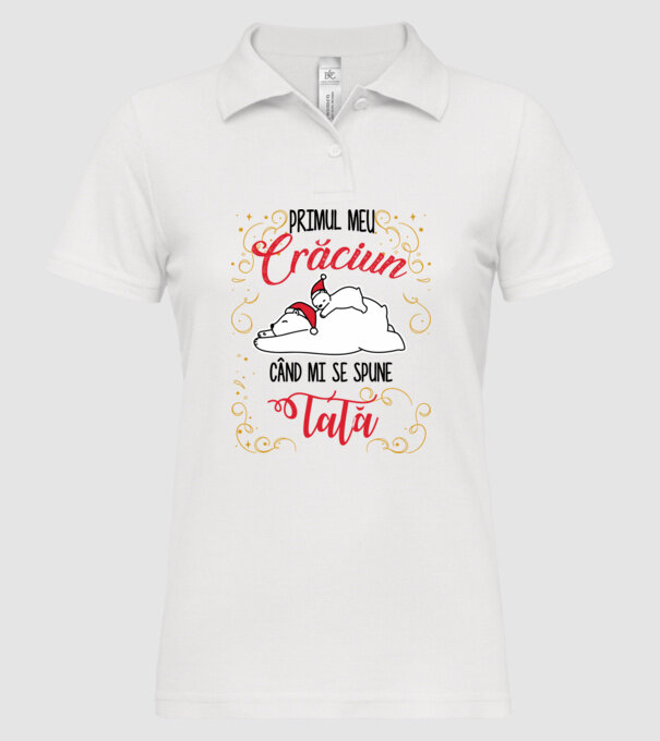 Primul meu Crăciun când mi se spune tată! model alb pe tricou
