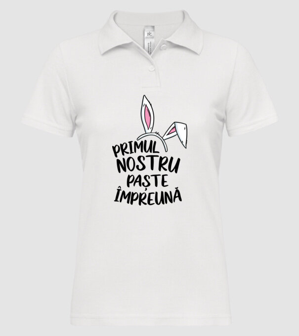 Primul nostru Paște împreună model alb pe tricou