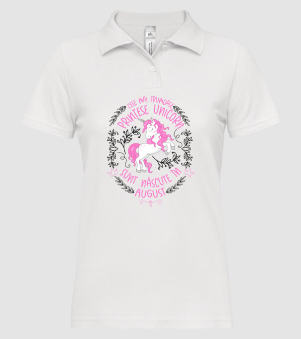Cele mai frumoase prințese unicorn sunt născute în August model alb pe tricou