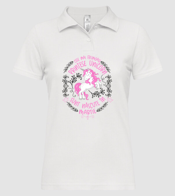 Cele mai frumoase prințese unicorn sunt născute în Martie model alb pe tricou