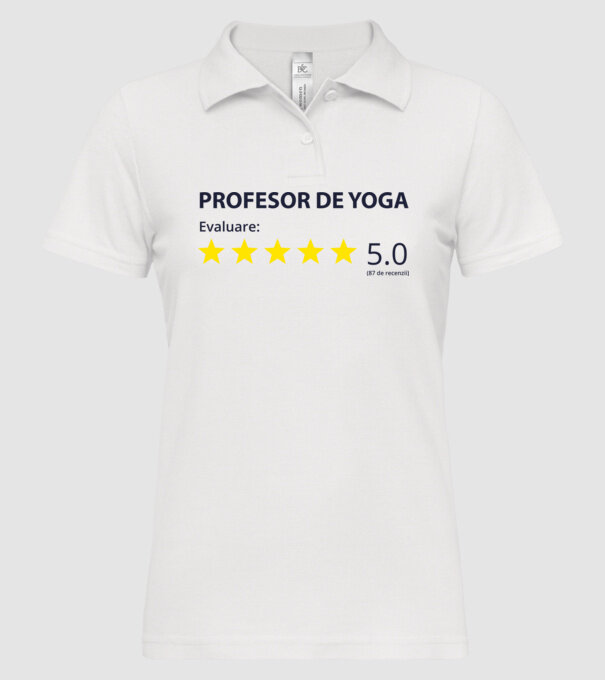 profesor de yoga evaluare model alb pe tricou