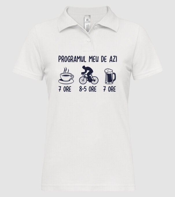 Programul meu de azi: 7 ore, 8-5 ore, 7 ore model alb pe tricou