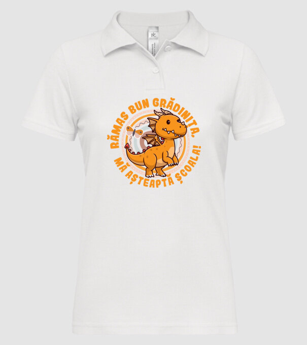 Rămas bun grădiniță, mă așteaptă școala! model alb pe tricou