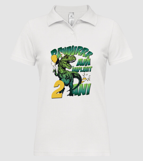 Rawr Am împlinit 2 ani model alb pe tricou