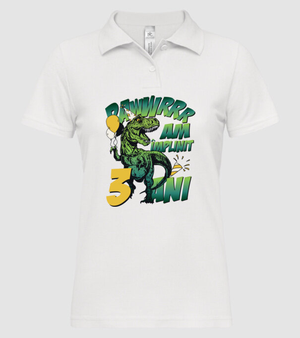 Rawr Am împlinit 3 ani model alb pe tricou