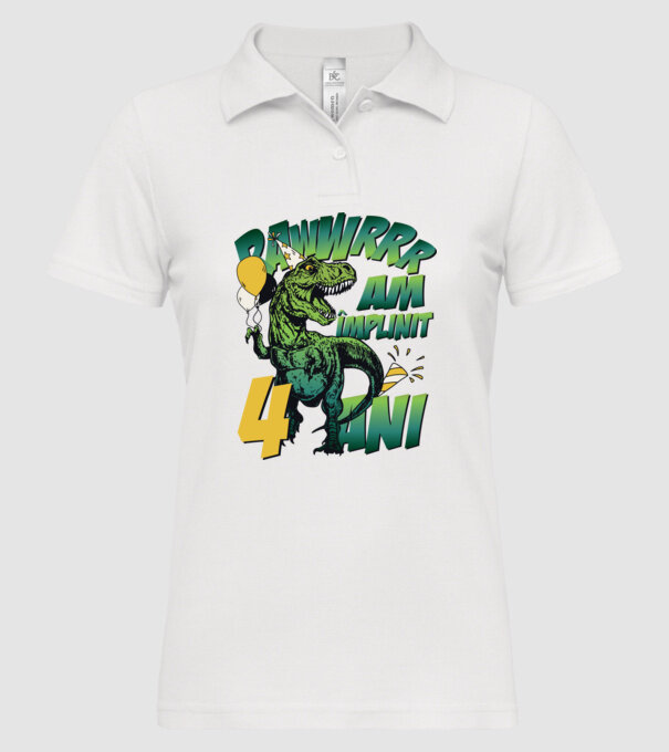 Rawr Am împlinit 4 ani model alb pe tricou