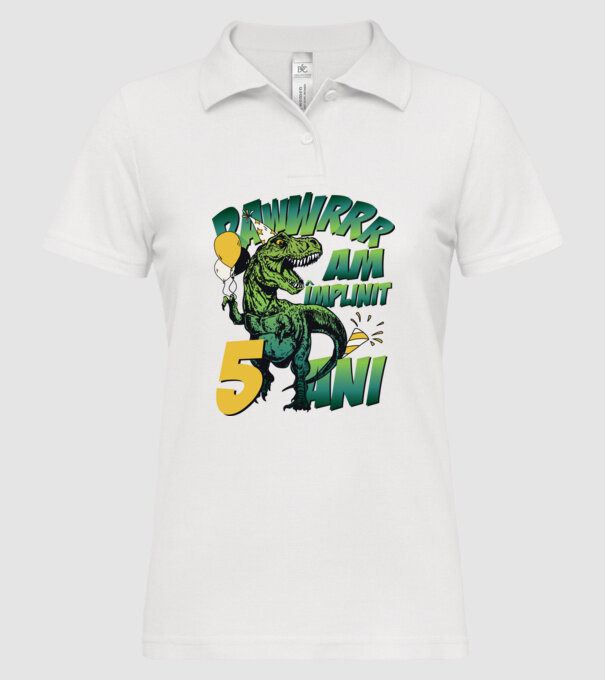 Rawr Am împlinit 5 ani model alb pe tricou