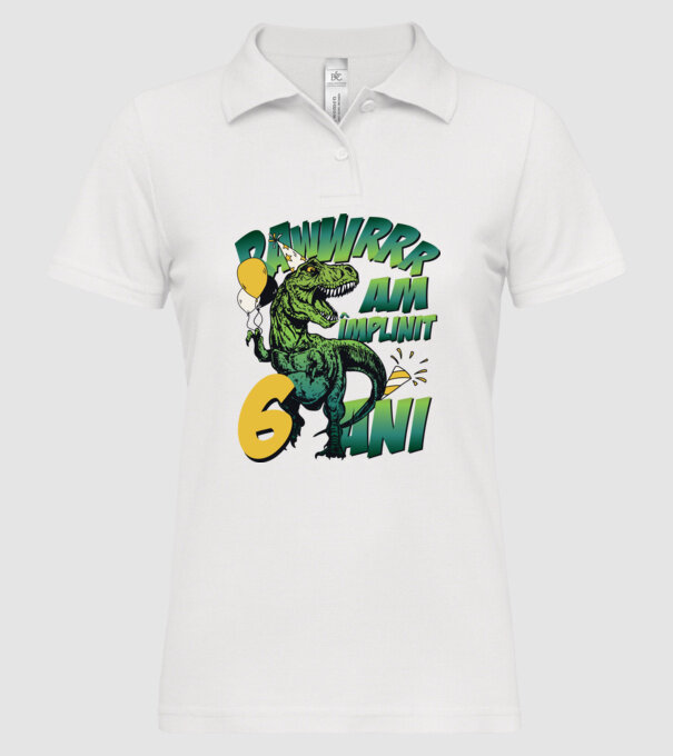 Rawr Am împlinit 6 ani model alb pe tricou