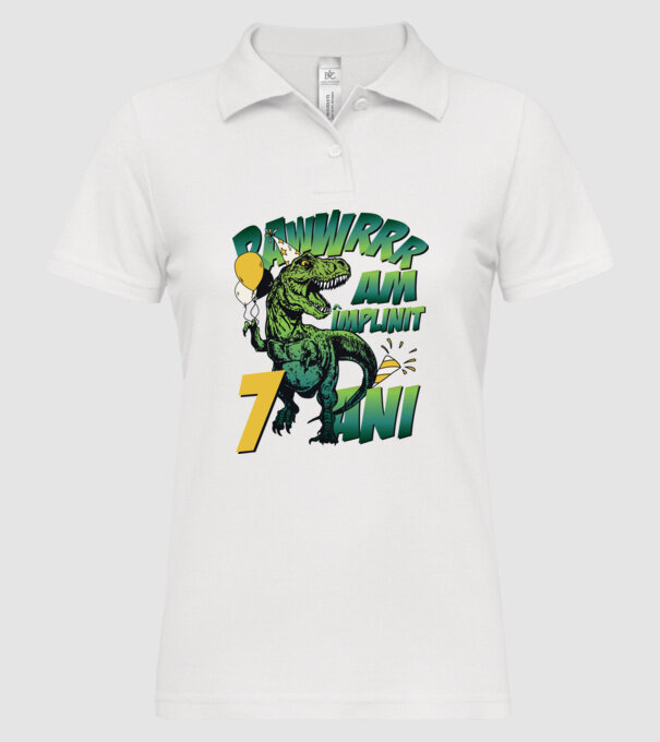 Rawr Am împlinit 7 ani model alb pe tricou