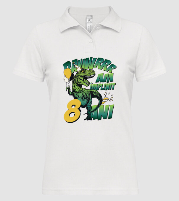 Rawr Am împlinit 8 ani model alb pe tricou
