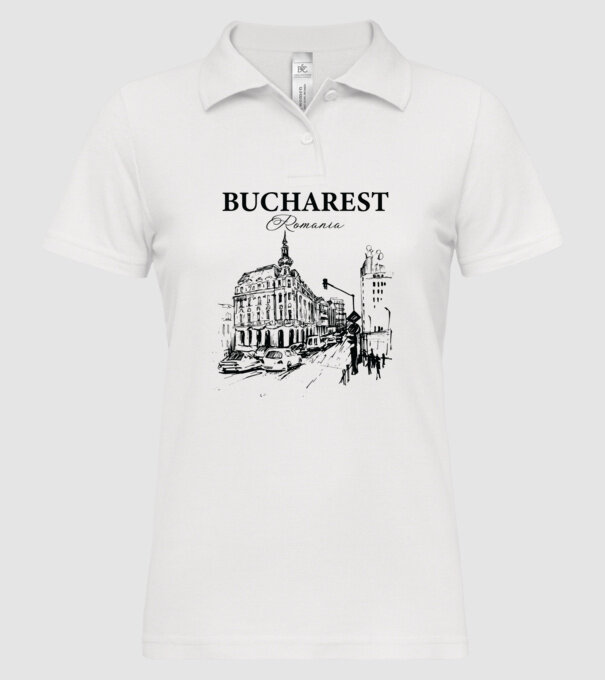 România Bucharest vintage model alb pe tricou