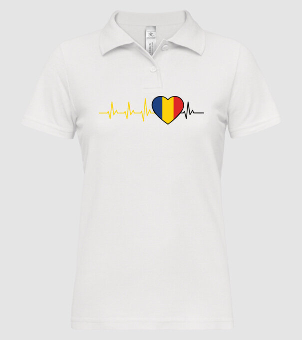 România heartbeat model alb pe tricou