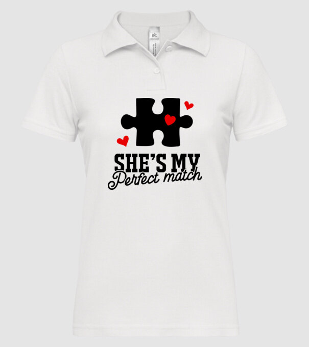 She is my perfect match model alb pe tricou