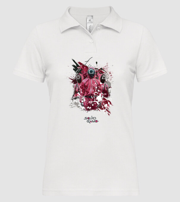 squid game poster model alb pe tricou