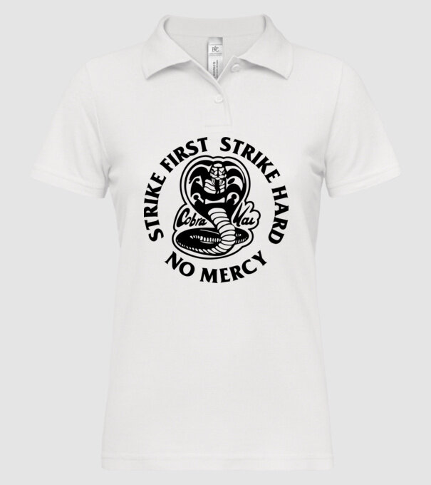 Strike first strike hard no mercy model alb pe tricou